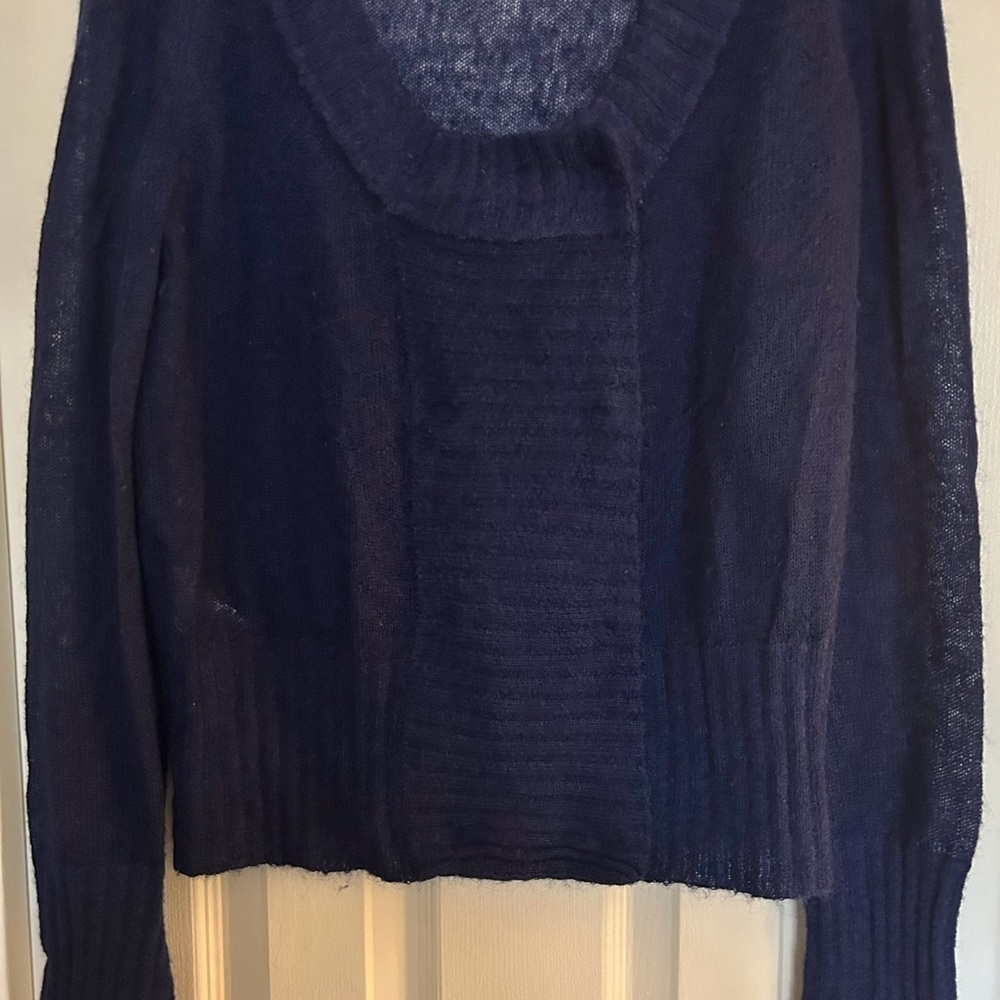 Comptoir Des Cotonniers Womens Mohair Blend Navy Blue Light Sweater Size Large - Picture 3 of 12